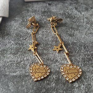 J'ADIOR HEART DIAMANTE ANTIQUE DANGLING EARRINGS